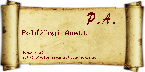 Polónyi Anett névjegykártya